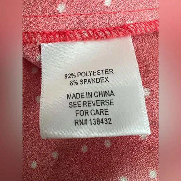 MODCLOTH Coral Orange Polka Dot Summer  Blouse With Tie Back Size Small - Picture 6 of 7